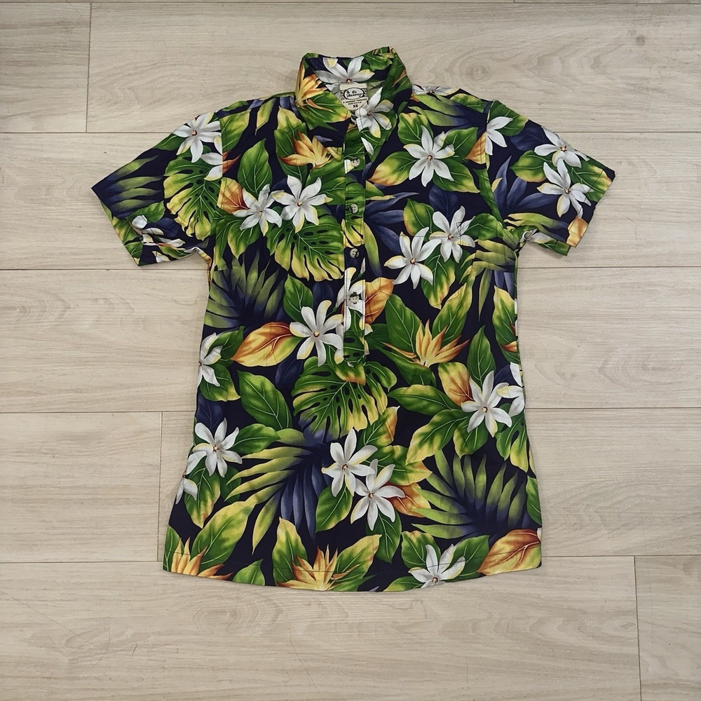 Women's Go Barefoot Aloha Hawaiian Shirt Size XS Floral USA Made Classic Lillie
